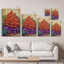 Succulent, Cactus, Orange, Purple, Framed Canvas Print, Bold desert succulent bloom art in orange and purple, living room statement piece