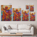 Woman, Hat, Mountains, Blanket, Canvas Print, Southwest-inspired woman with hat and blanket, rustic fall-themed living room wall decor