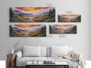 Sunset Lake Scene, Mountain View Art, Tranquil Waterscape Landscape, Framed Canvas Print, Nature Office Decor, Living Room Art