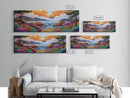 Vibrant Coastal View, Ocean Sunset Landscape, Floral Beach Scene, Framed Canvas Print, Colorful Wall Art, Tropical Living Room