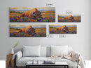 Resting Bison, Sunset Plains, Prairie Wildflowers, Framed Canvas Print, Autumn Decor, Western Wall Art, Cabin Living Room Accent