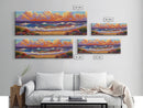 Beach Sunset, Gentle Waves, Cotton Clouds, Summer Calm, Framed Canvas Print, Coastal Wall Art, Soft Pastel Ocean Landscape