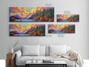 Mountain Trees, Lake Sunset, Nature Glow, Autumn Landscape, Canvas Print, Cabin Decor, Rustic Wall Art, Forest Escape