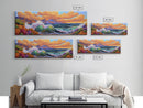 Coastal Surf, Sunset Clouds, Tropical Vibes, Ocean Wave Art, Framed Canvas Print, Beach House Decor, Seaside Living Room Art