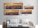 Sunset Raft, Ocean Stillness, Island Mood, Coastal Glow, Canvas Print, bathroom wall art, tropical nautical art, warm beach colors