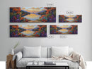 Autumn Lake Reflection, Tranquil Nature Painting, Fall Forest Sunset, Framed Canvas Print, Cozy Living Room or Cabin Wall Decor