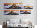 Mountain Peak Trail, Vibrant Sunset Hike Scene, Nature Adventure Wall Art, Framed Canvas Print, Boho Office or Den Decoration