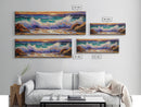 Crashing Waves Sunset, Seaside Landscape Art, Modern Beach Wall Decor, Living Room Accent, Framed Canvas Print, Coastal Vibes