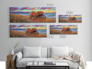 Wagon Beach, Country Ocean, Sunset Retreat, Rustic Cart, Framed Canvas Print, Farmhouse Coastal Art, Entryway Western Decor