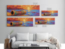 Mosaic Drum, Sunset Rhythm, Tribal Ocean, Desert Music, Framed Canvas Print, Eclectic Art, Living Room Music Wall Piece