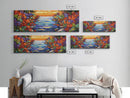 Autumn River Glow, Fall Leaf Reflections, Vibrant Nature Scene, Framed Canvas Print, Rustic Wall Art, Entryway or Dining Room Decor