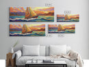 Sunset Sailboat, Coastal Art, Colorful Nautical Scene, Framed Canvas Print, Office Wall Decor, Sailing Gift, Ocean Wall Art