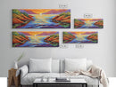 Sunset Lake, Mountain Reflection, Bold Colors, Canvas Print, Tranquil Landscape Art, Living Room Wall Decor, Nature Inspired Aesthetic