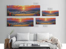 Sunset Shoreline Glow, Coastal Floral Painting, Serene Nature Art, Canvas Print, Boho Beach Decor, Living Room or Bedroom Wall Art