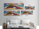Driftwood Coast, Colorful Ocean, Beach Nature, Framed Canvas Print, Coastal Wall Art, Tropical Living Room Decor, Surreal Seascape Art