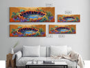 Autumn Oasis, Colorful Pond, Nature Fantasy, Framed Canvas Print, Fall Wall Art, Botanical Bedroom Decor, Vibrant Landscape Painting