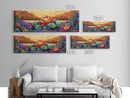 Lotus Bloom, Tranquil Pond, Sunset Flowers, Framed Canvas Print, Zen Wall Art, Yoga Studio Decor, Nature Inspired Floral Painting