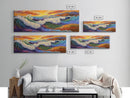 Crashing Waves, Vibrant Seascape, Ocean Energy, Coastal Sunset, Framed Canvas Print, Beach House Decor, Modern Nautical Art