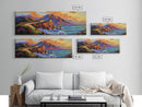Cliffside Drive, Sunset Coast, Dramatic Ocean Scene, Framed Canvas Print, Coastal Wall Art, Office Accent Art, Bold Color Landscape