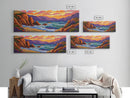 Sunset Coastal Waves, Bold Seascape Painting, Vibrant Ocean Scene, Framed Canvas Print, Beach Wall Art, Nautical Living Room Decor