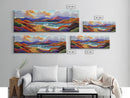 Colorful Mountains, Ocean Road, Vibrant Sunset, Framed Canvas Print, Scenic Nature Wall Art, Coastal Living Room Decor, Bold Art