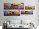 Flower Wagon, Sunset Trail, Wildflower Garden, Rustic Charm, Framed Canvas Print, Autumn Wall Art, Living Room Decor, Country Farmhouse Art