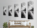 Boat Wake Lines, Alpine Coast, Moody Waters, Canvas Print, Minimalist Lake Art, Office Wall Decor, Modern Nautical Landscape Style