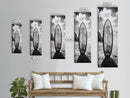 Surfboard Vertical, Sandy Beach, Coastal Rocks, Ocean Horizon, Framed Canvas Print, Surf Art, Dorm Room Decor, Tropical Vibe