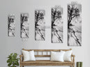 Serene Beach Tree, Calm Ocean Coast, Black White Shoreline, Framed Canvas Print, Coastal Entryway Decor, Minimal Nature Wall Art