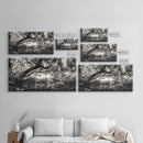 Twisted Forest Canopy, Ancient Trees, Mystical Woodland, Canvas Print, Boho Living Room Art, Black and White Nature Print, Cabin Decor