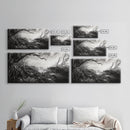 Stormy Shore, Erosion Roots, Driftwood Beach, Nature Drama, Framed Canvas Print, Moody Wall Art, Fall Living Room Decor, Dark Rustic Style