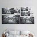 Marshland Serenity, River Flow, Cloudy Mood, Nature Calm, Framed Canvas Print, Coastal Wall Art, Bathroom Tranquil Landscape