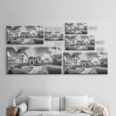Beach Mansion Wall Art, Tropical Coastal House, Luxury Villa Print, Palm Tree Canvas Print, Living Room Decor, Modern Home Wall Art