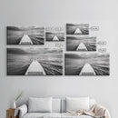 Ocean Horizon Board, Paddleboarding Adventure, Cloudy Sea Landscape, Framed Canvas Print, Modern Coastal Office or Living Room Art