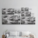 Sailboat Reflection, Tranquil River, Nautical Scene, Black White, Framed Canvas Print, Coastal Decor, Beach House Wall Art, Ocean Minimalism