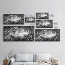 Ocean Cave View, Coastal Tree Framing, Tranquil Sea Scene, Nature Window Art, Framed Canvas Print, Bedroom Wall Art, Zen Decor