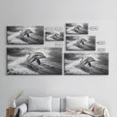Leaping Dolphin, Ocean Life, Marine Animal, Waves Splashing, Framed Canvas Print, Coastal Kids Room Art, Beach House Decor