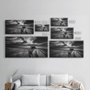 Horseback Beach, Sunset Ride, Equestrian Art, Moody Horizon Scene, Canvas Print, Cowboy Country Decor, Rustic Living Room Wall Art
