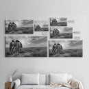 Grazing Horses, Cowboy Duo, Open Field, Equestrian Love Scene, Canvas Print, Western Wall Art, Rustic Ranch Living Room Decor