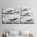 Breaching Whale, Ocean Waves, Marine Power, Framed Canvas Print, Nautical Bathroom Wall Art, Whale Watching Theme, Coastal Photography Art