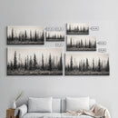 Misty Pines, Evergreen Forest, Morning Fog, Monochrome Nature, Canvas Print, Fall Entryway Wall Art, Woodland Boho Home Decor