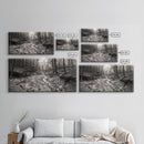 Forest Stream, Tranquil Woodland Path, Autumn Nature Photography, Framed Canvas Print, Rustic Cabin Decor, Living Room Wall Art