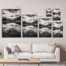 Alpine Reflections, Dramatic Skies, Mountain Serenity, Canvas Print, Living Room Wall Art, Moody Landscape Photography, Monochrome Decor