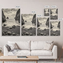 Secluded Cove, Rocky Shoreline, Ocean Retreat, Canvas Print, neutral beach art, living room decor, coastal nature photography