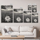 Wildflower Field, Daisy Bloom, Summer Meadow, Framed Canvas Print, Boho Botanical Wall Art, Bedroom Decor, Earthy Nature Photography