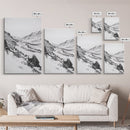 Snowy Canyon, Winter Valley, Frozen Landscape, Framed Canvas Print, Minimalist Wall Art, Neutral Living Room or Office Decor
