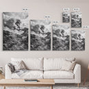 Volcanic Eruption Smoke, Lava Rocks, Earth Energy, Fiery Terrain, Framed Canvas Print, Office Wall Art, Dramatic Nature Landscape