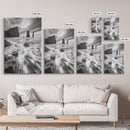 Sea Stacks Seascape, Ocean Art, Moody Coastline Print, Nature Photography, Framed Canvas Print, Living Room Wall Art, Black White Seaside