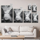 Mountain Lake, Nordic Fjord, Moody Water, Framed Canvas Print, Minimalist Wall Art, Serene Living Room Decor, Monochrome Nature Scene
