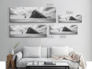 Sea Stack, Beach Horizon, Dramatic Sky, Monochrome Seascape, Framed Canvas Print, Coastal Wall Art, Modern Minimalist Entryway Decor